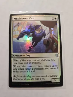 Mischievous Pup - Foundations - LP - Uncommon - Creature - Image 1