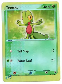 Pokemon Card: Treecko REVERSE HOLO 76/109 EX Ruby Sapphire Set E-Reader! EX - Image 1