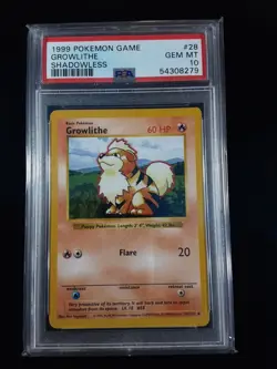 Pokemon Growlithe Shadowless MINT PSA 10 Base Set 26/102 Vintage 1999 WOTC - Image 1