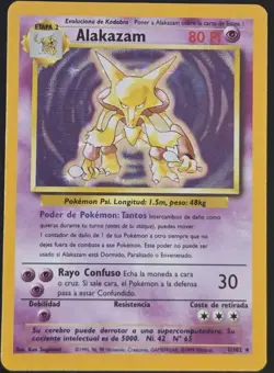 ALAKAZAM - SPANISH, Uncommon, Holo Rare, Base Set, HP (Pokemon TCG, 1999) - Image 1