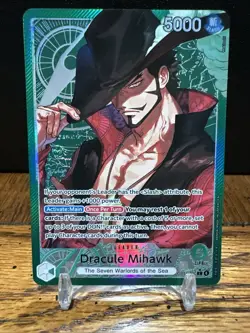One Piece TCG OP14-020 Dracule Mihawk Leader Alt Art AA Card Game CCG English - Image 3