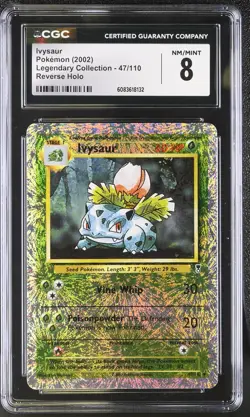 CGC 8 Ivysaur 2002 Legendary Collection 47/110 Reverse Holo Pokemon Card - Image 1