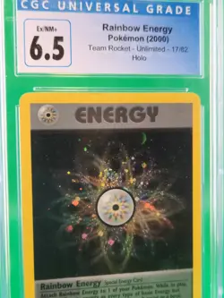 CGC 6.5 Ex/Mint Pokemon Rainbow Energy 17/82 Team Rocket Holo *SWIRL* - Image 3
