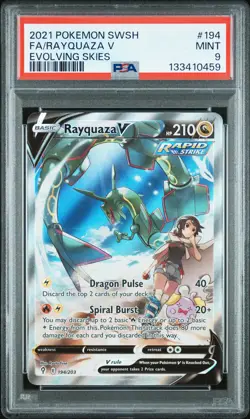 2021 POKEMON SWORD & SHIELD EVOLVING SKIES #194 FULL ART/RAYQUAZA V PSA 9 - Image 1