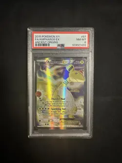 2015 POKEMON XY ANCIENT ORIGINS #87 FULL ART/AMPHAROS EX PSA 8 - Image 2