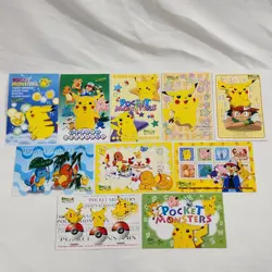 Vtg Pokemon Japanese Postcard Lot 10 Pocket Monsters Nintendo 1999 Pikachu New - Image 1