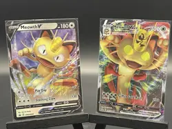 Pokemon TCG Meowth V SWSH004 & Meowth VMAX SWSH005 Black Star Promo Holo - Image 1