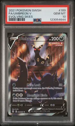 2021 POKEMON SWORD & SHIELD EVOLVING SKIES #189 FULL ART/UMBREON V PSA 10 - Image 1