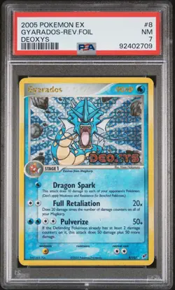 2005 POKEMON EX DEOXYS #8 GYARADOS-REVERSE FOIL PSA 7 - Image 1