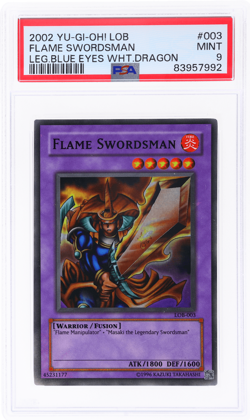 2002 Yu-Gi-Oh Legend of Blue Eyes White Dragon Flame Swordsman Sr #LOB3 PSA 9 - Image 1