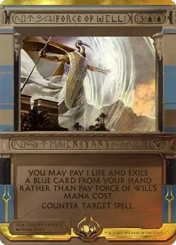 2017 MTG Magic Amonkhet Invocations 014/054 Force of Will Showcase FOIL - Image 1