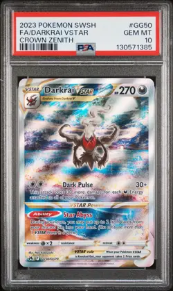 2023 POKEMON SWORD & SHIELD CROWN ZENITH #GG50 FULL ART/DARKRAI VSTAR PSA 10 - Image 1