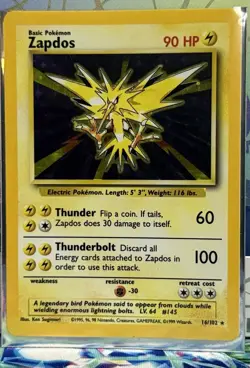 Zappos HOLO Base Set Unlimited (1999) 16/102 Original Vintage Pokemon Cards - Image 1