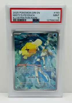🔥2025 POKEMON DESTINED RIVALS #193 MISTY'S PSYDUCK ILLUSTRATION RARE PSA 9!🔥 - Image 1