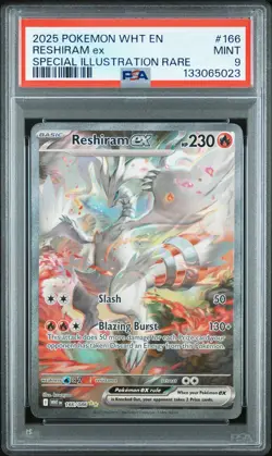 PSA 9 Reshiram EX 166/086 Wht EN-White Flare Special Illustration Rare Pokemon - Image 1