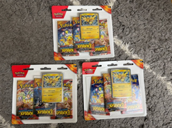 LOT OF 3-Pokemon TCG Scarlet&Violet Surging Sparks 3 Pack Blister Zapdos Sealed - Image 1