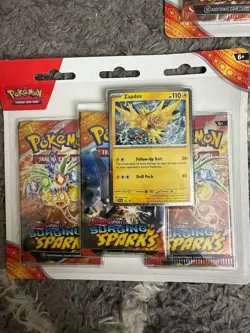 LOT OF 3-Pokemon TCG Scarlet&Violet Surging Sparks 3 Pack Blister Zapdos Sealed - Image 2
