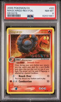 Pokemon Ex Deoxys 2005 Magcargo Reverse Holo Stamped 20/107 PSA 8 - Image 1