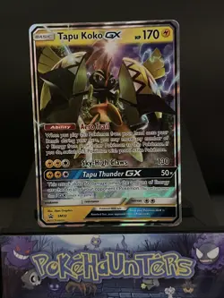 Pokemon Card Tapu Koko GX Promo SM33 Half Art Holo Played - Image 1