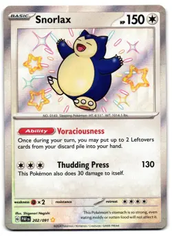 Snorlax 202/091 - Paldean Fates Shiny Rare Pokemon TCG - M/LP Card - Image 1