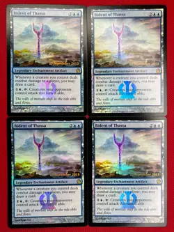 MTG Foil 4X Bident of Thassa X4 Prerelease Promo (Theros) Magic - NM - Image 1