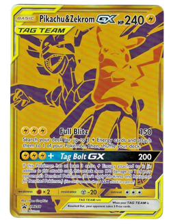Jumbo Pokemon Oversized Pikachu & Zekrom GX Tag Team Gold Promo SM248 - Image 1