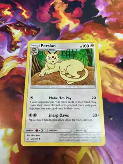 Persian 126/181 Sm-Team Up Regular MP-Moderately Played Pokemon TCG - Image 1