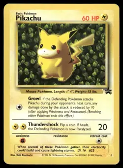 NM-LP 1999 WOTC Pokemon Pikachu Black Star Promo Card #1 Ivy Pikachu Non Holo - Image 1