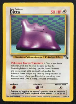 Pokemon TCG Ditto Fossil 18/62 Non-Holo Card Unlimited Rare, LP - Image 1
