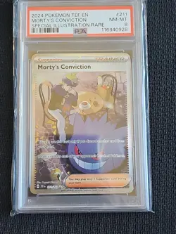 Pokemon TCG Morty's Conviction Holo Card 211/162SV05: Temporal Forces PSA 8 - Image 1