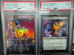 The Soul Stone (Borderless) Marvel's Spider-Man Foil #243 & #066 Non-Foil (PSA9) - Image 1