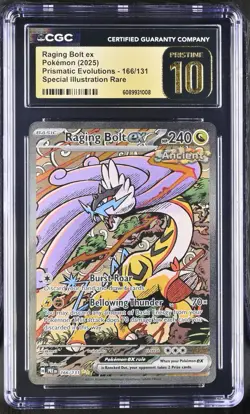 2025 Pokemon SV Prismatic Evolutions Raging Bolt ex #166/131 CGC Pristine 10 - Image 1