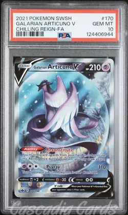 PSA 10 Galarian Articuno V Full Alt Art 170/198 Chilling Reign Pokemon - Image 1