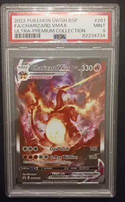 Pokemon TCG Charizard VMAX SWSH261 Black Star Promo Card Charizard UPC PSA 9 - Image 1
