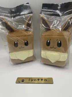 "NEW" Pokemon Card Game Plush Deck Box Case Eevee 2-piece set Pokemon Center JP - Image 1