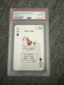 1996 POKEMON GREEN VERSION PLAYING CARDS 2 OF SPADES #016 PIDGEY PSA 10 - Image 1