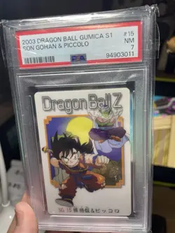 S0054 Gohan & Piccolo No.15 Japanese Dragon Ball Gumica Gummy Card PSA 7! NM TCG - Image 4