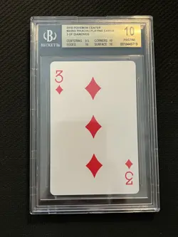 2016 Pokemon Center Mario Pikachu Playing Card - 3 Of Diamonds BGS 10 Pristine - Image 2