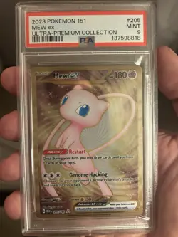 2023 Pokemon Mew ex Full Art 151 UPC Gold Metal Promo Card 205/165 PSA 9 Mint - Image 1