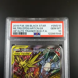 PSA 10 Moltres Zapdos Articuno SM210 Pokemon Hidden Fates Stained Glass Holo - Image 2