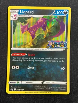 Liepard - SWSH187 Black Star Promo Brilliant Stars Prerelease (Pokemon) Holo - Image 1