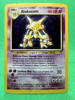 Pokemon TCG Alakazam Base Set Holo Card 1/102 Unlimited Holo Rare - Image 1