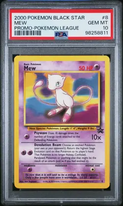 PSA 10 2000 Black Star League Promo Pokemon Card Mew 8 - GEM MINT! - Image 1