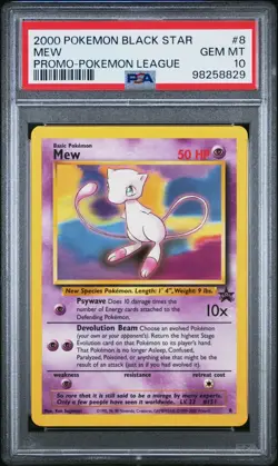 PSA 10 2000 Black Star League Promo Pokemon Card Mew 8 - GEM MINT! - Image 1