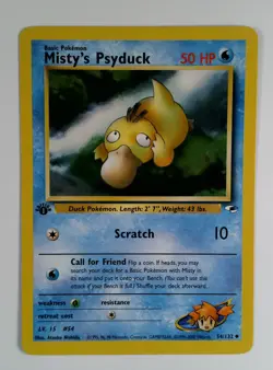 Mistys Psyduck 54/132 1st Edition Pokemon Misty's Psyduck Gym Heroes - Image 1