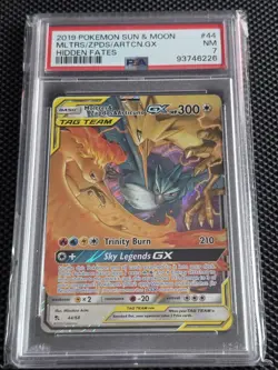 Pokemon Moltres, Zapdos, Articuno GX - Sun & Moon Hidden Fates - NM PSA 7 - Image 1
