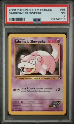 2000 Pokemon Unlimited Gym Heroes Sabrina's Slowpoke PSA 7 - Image 1