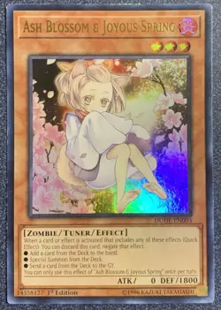 Yugioh Ash Blossom & Joyous Spring DUDE-EN003 Ultra Rare Alt Art 1st Ed LP - Image 1