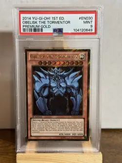 PSA 9 Obelisk The Tormentor PGLD-EN030 1st Edition Yu-Gi-Oh! Premium Gold 2014 - Image 1