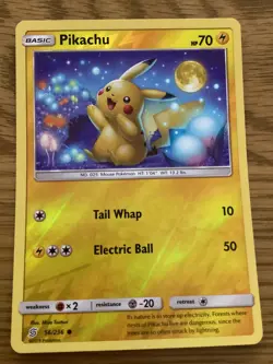 Pikachu Pokemon Card 56/236 Reverse Holo- Used -Sun & Moon-Unified Minds - Image 1